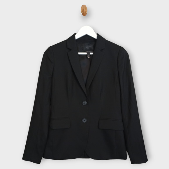 J. Crew 1035 Blazer Women 00 Black Super 120s Career Corpcore w/ Pocket Jacket - Picture 1 of 10
